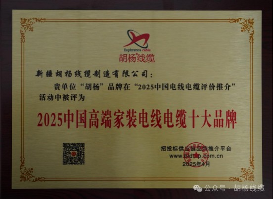 胡杨线缆2025中国高端家装电线电缆十大品牌荣誉证书.jpg